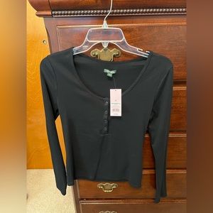 Wild Fable Scoop Neck Ribbed Henley - NWT